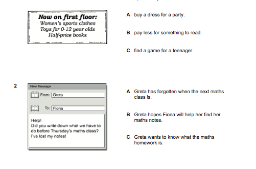 Sports Centre, A2 Key Writing Part 6