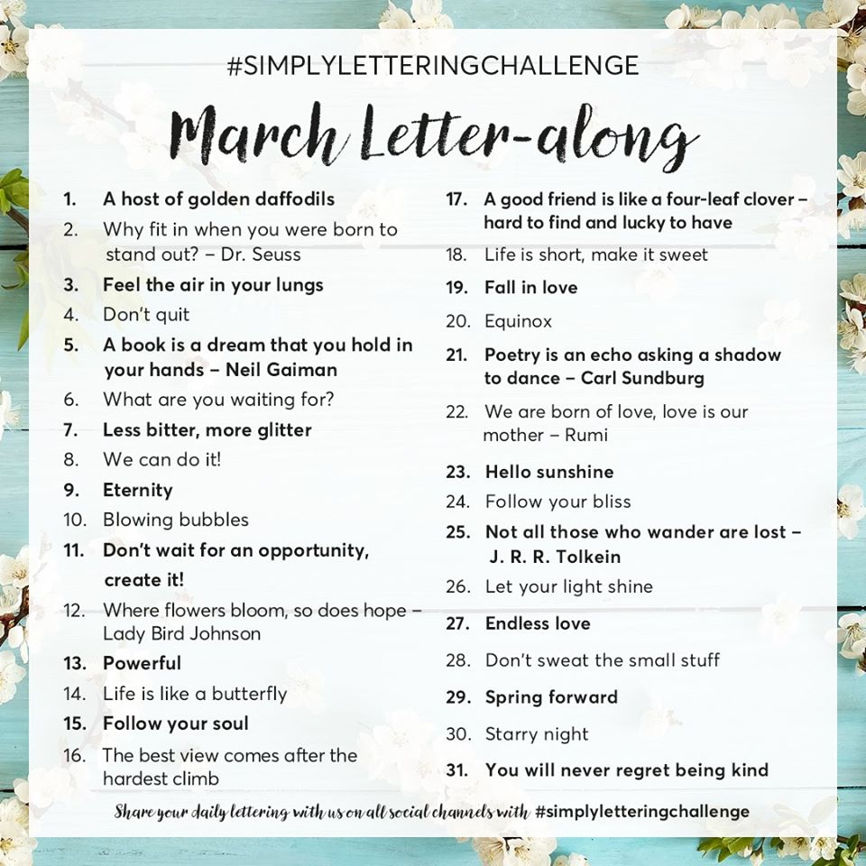 Simply Lettering March Prompts