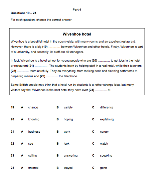 reading part 4 key