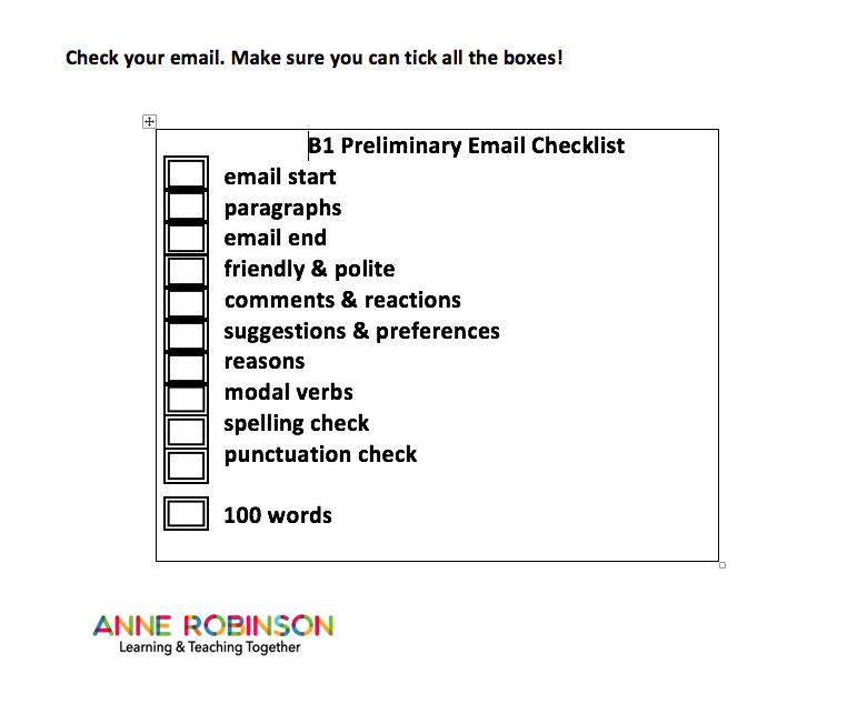 Teaching Together B1 Preliminary Writing checklists - Teaching Together