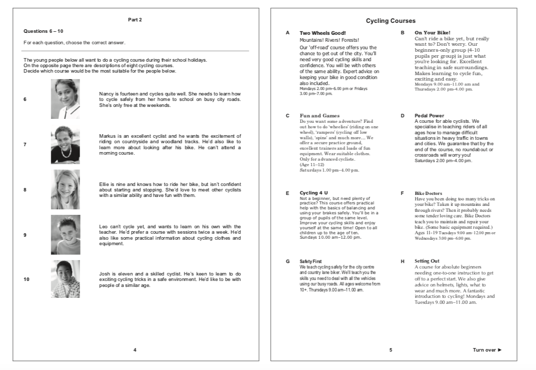 b1 preliminary for schools reading part 2