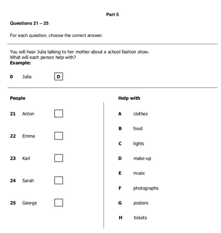 Teaching Together About A2 Key Listening Part 5 And How To Do Well 